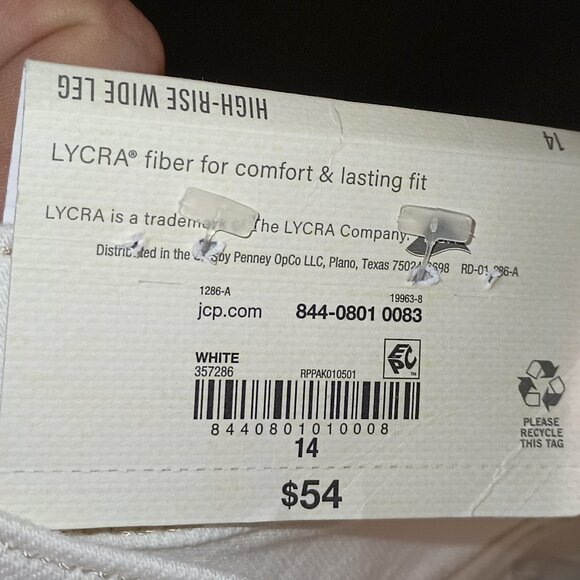 a.n.a - Plus Women's High Rise Wide Leg Jean White size 14 - Picture 6 of 6